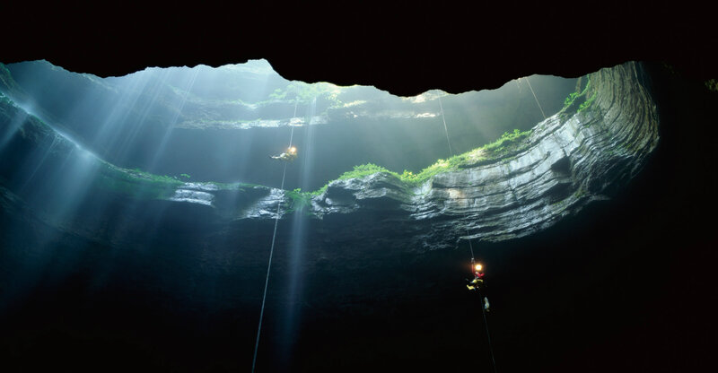 Cavers in Cave Shaft