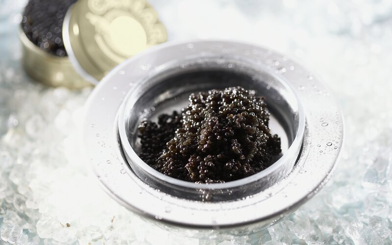 Caviar in a silver container