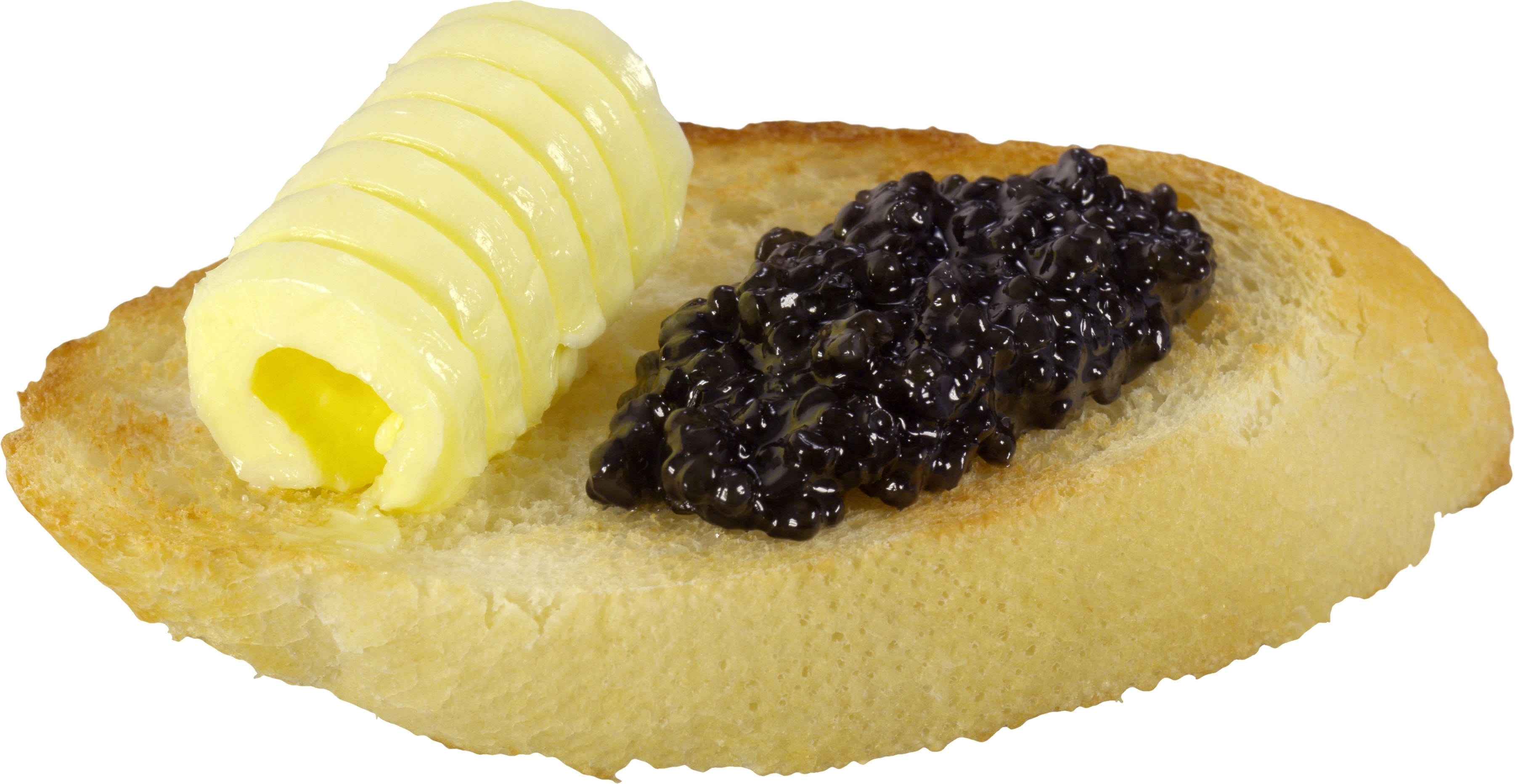 caviar on toast with butter