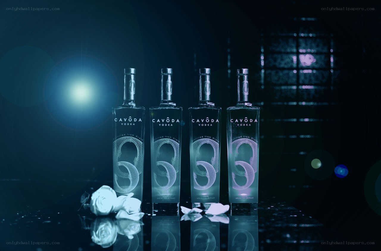 Cavoda Vodka bottles with roses