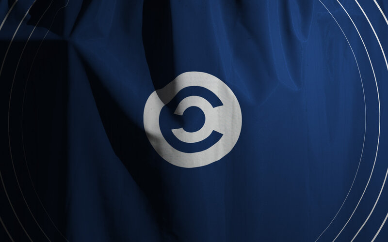 CBS logo on blue fabric