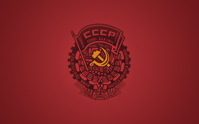 CCCP emblem on red background