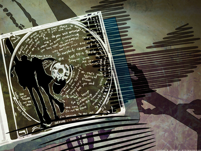 CD with lyrics and silhouette