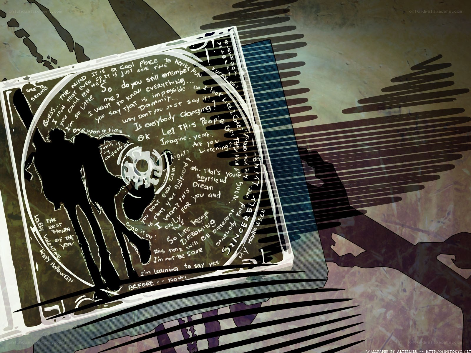 CD with lyrics and silhouette