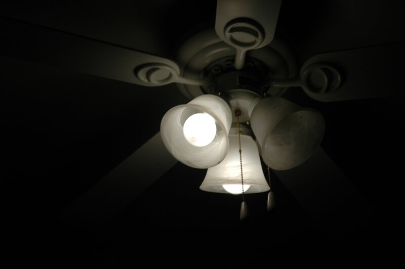 Ceiling fan with lights on
