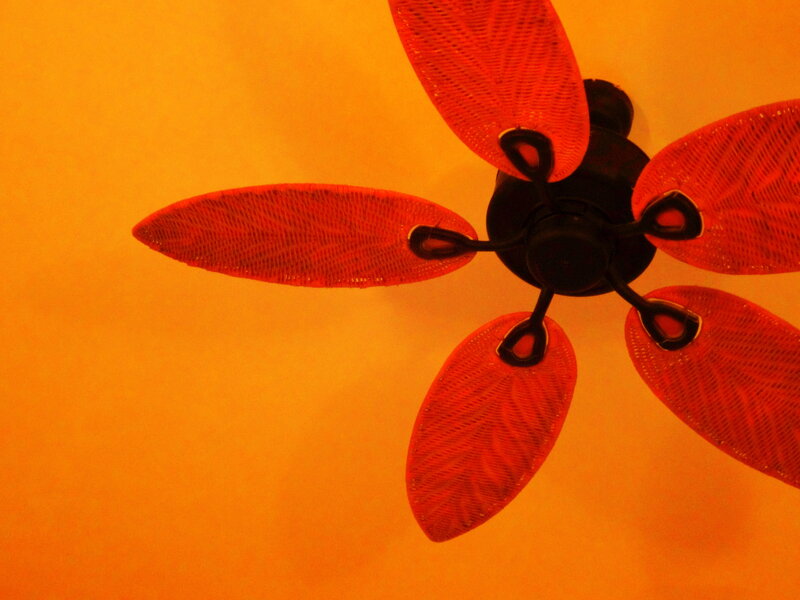 Ceiling Fan with Red Blades