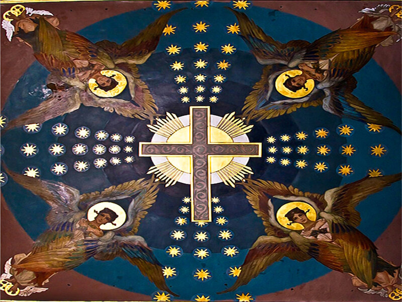 Ceiling Fresco with Angels — Blue