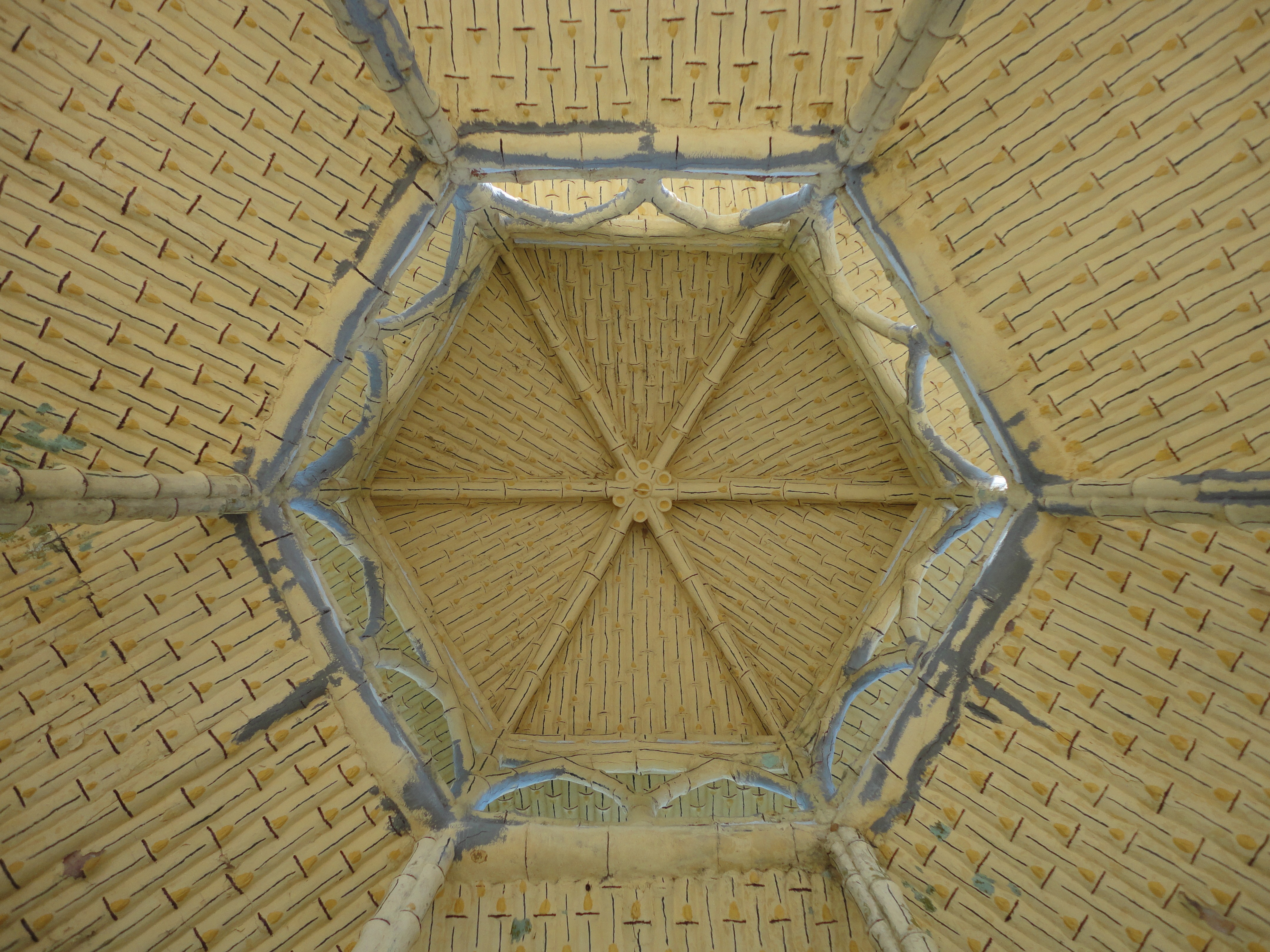 ceiling of a bamboo structure