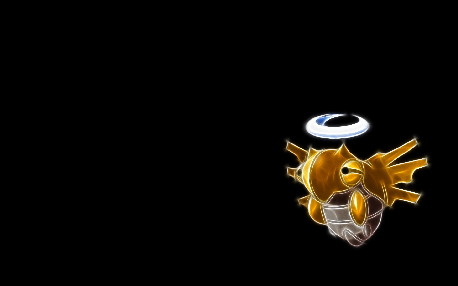 Celebi glowing on black