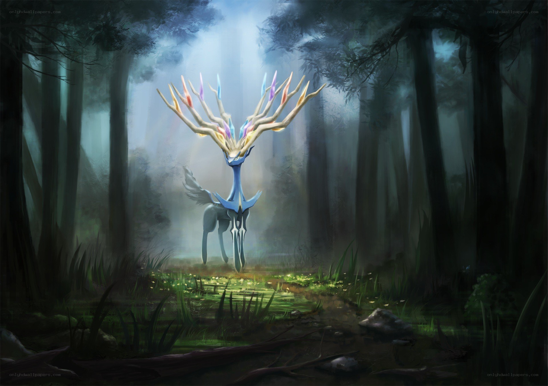 Celebi in a misty forest