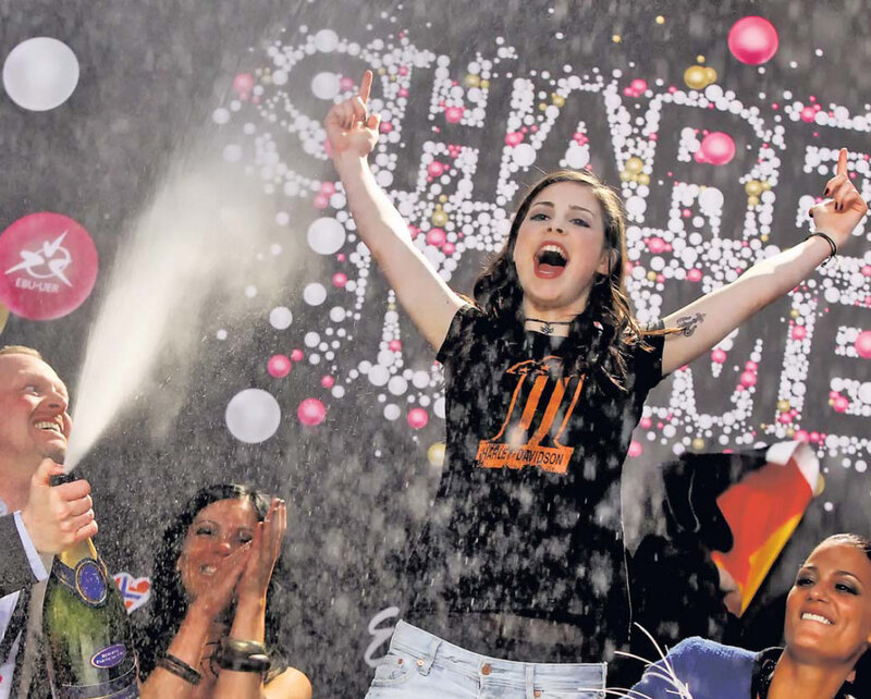 Celebration with champagne spray
