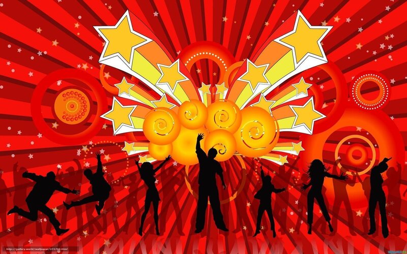 Celebration with dancing silhouettes