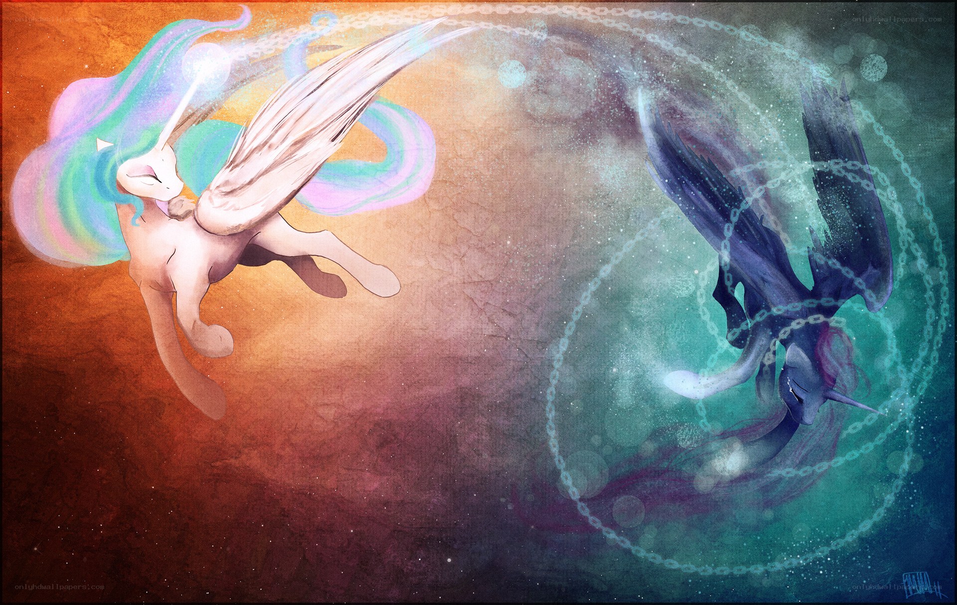 Celestia and Luna in flight