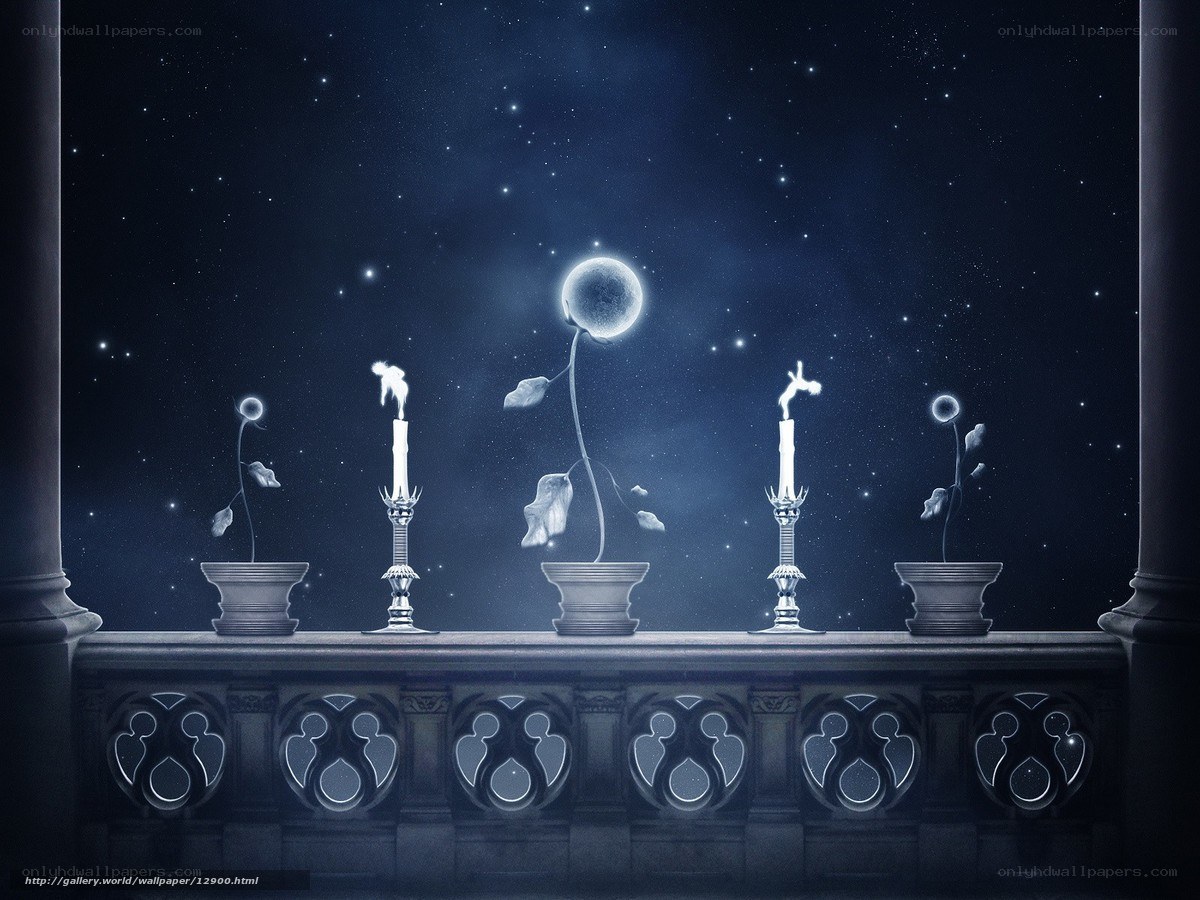 Celestial balcony with glowing plants