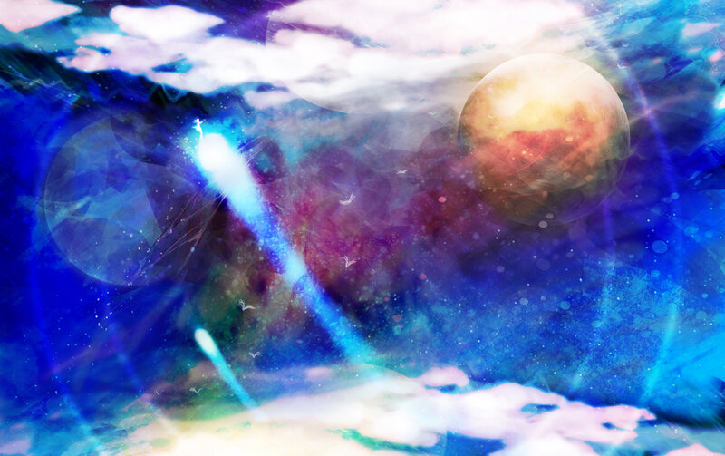 Celestial Bodies in Space — Blue
