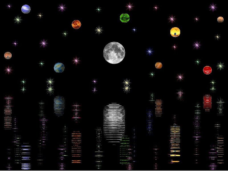 celestial cityscape at night