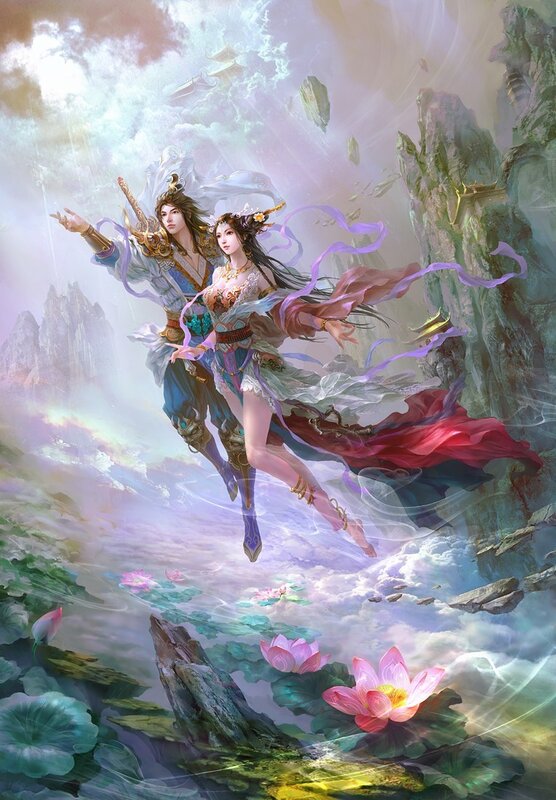 Celestial couple in flight