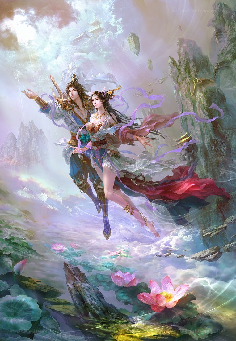 Celestial couple in flight