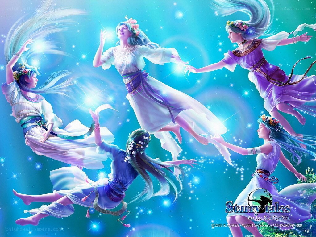 Celestial dancers in starry sky