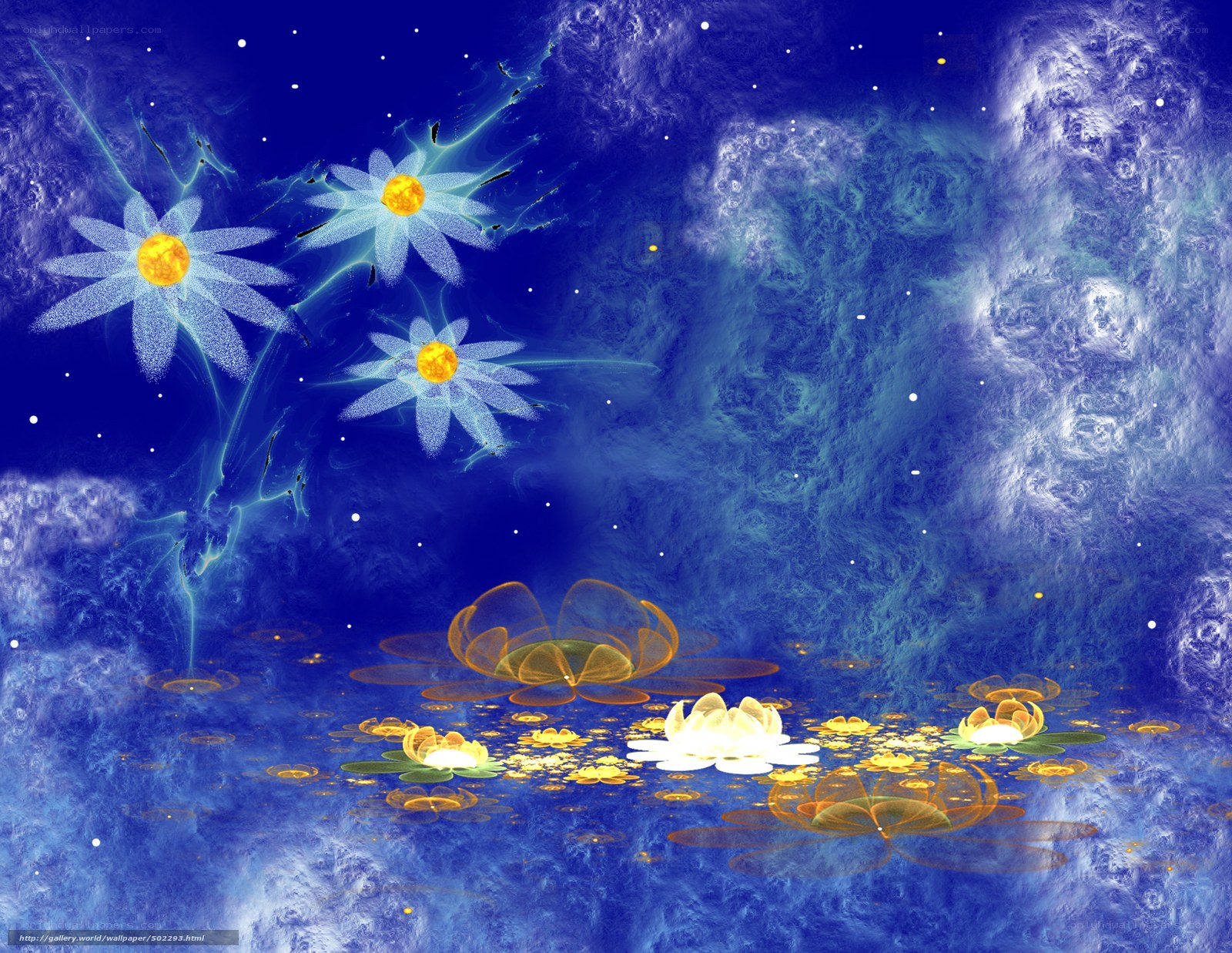 Celestial flowers in a starry sky