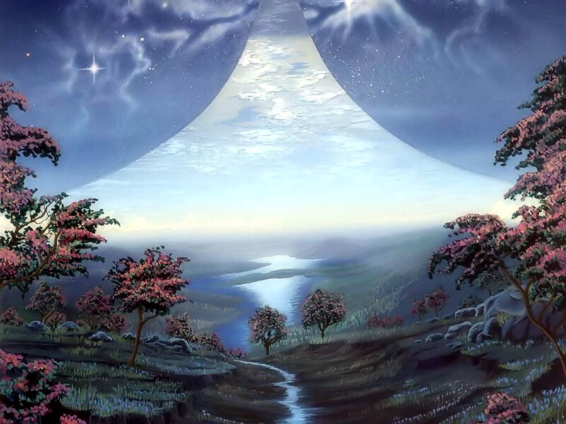 Celestial landscape with river