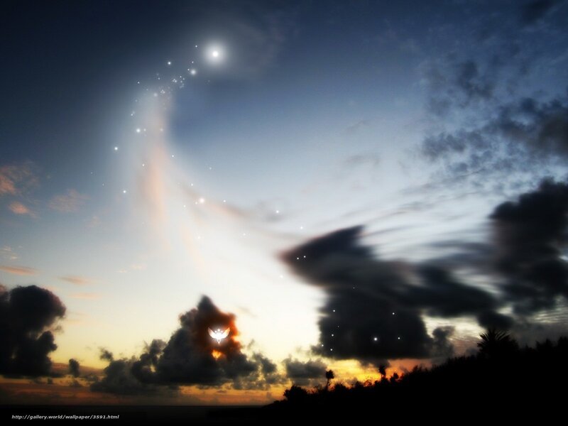 Celestial light over clouds
