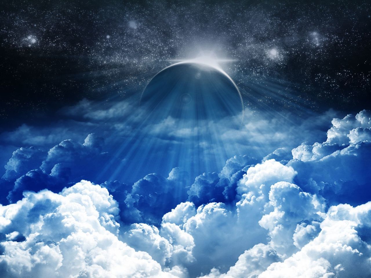 Celestial light through clouds