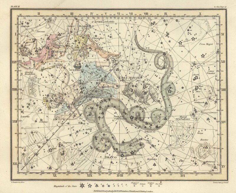Celestial map of northern constellations