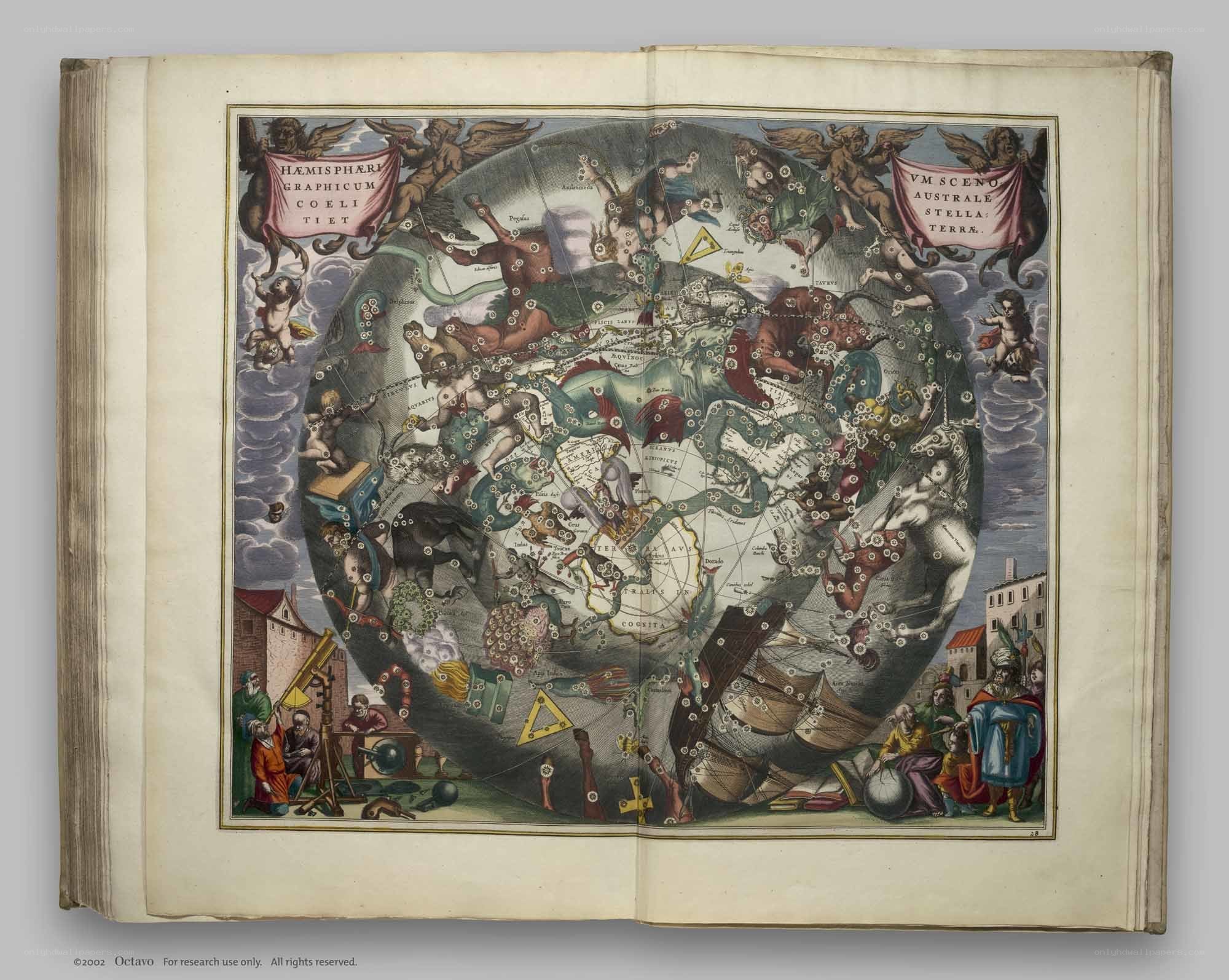 Celestial map of southern hemisphere