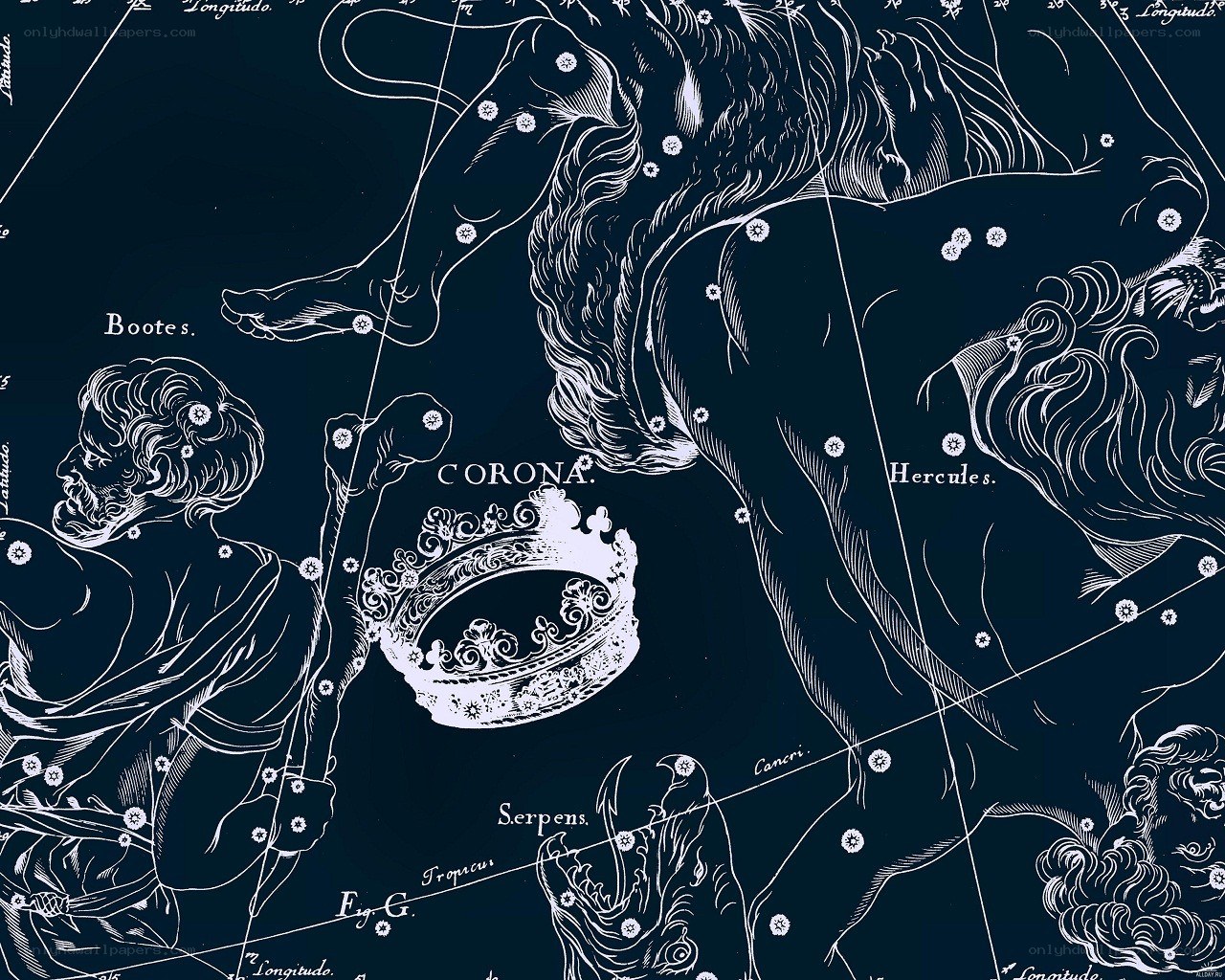 Celestial map with constellations