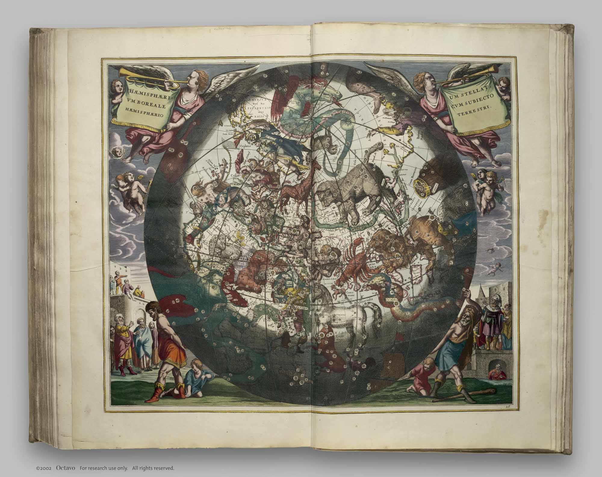 Celestial map with constellations
