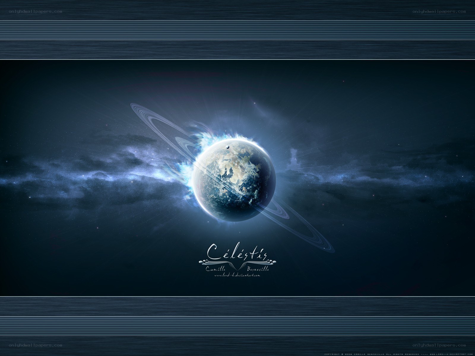 Celestial planet with rings