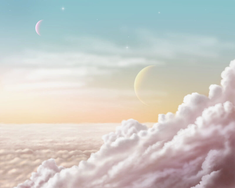 Celestial sky with moons