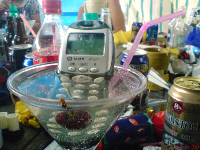 Cell Phone in Cocktail Glass