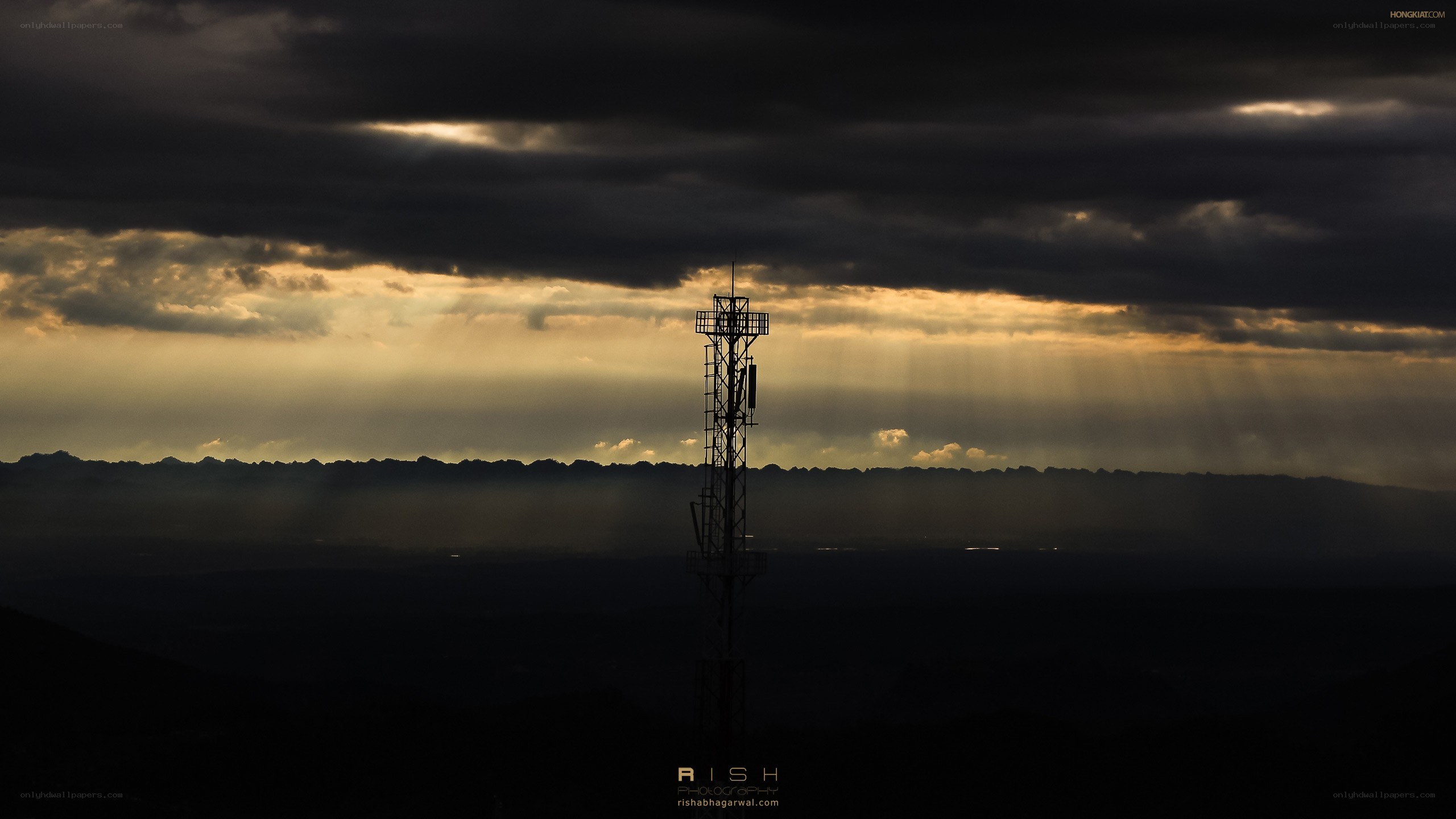 Cell tower at sunset