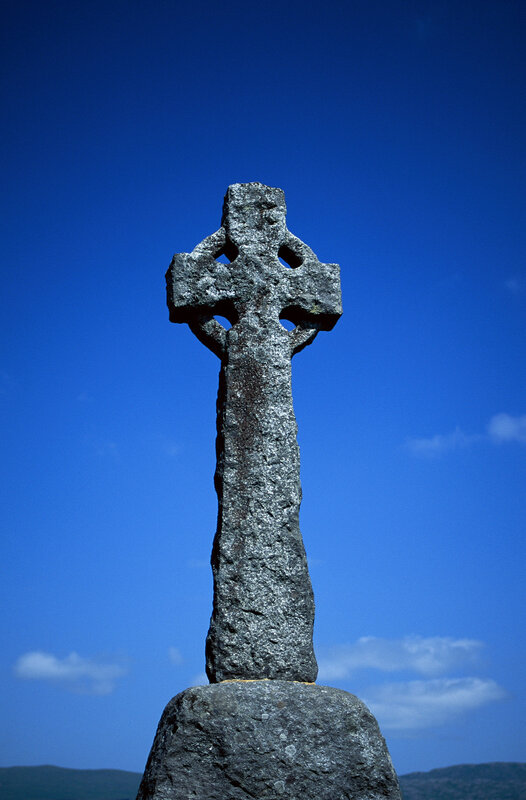 Celtic cross against blue sky