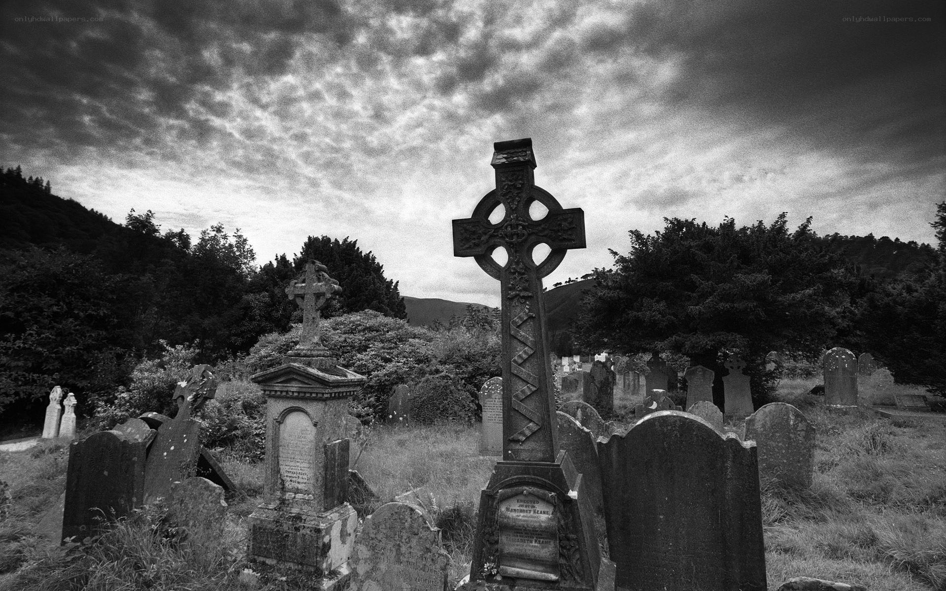 Celtic cross in a cemetery
