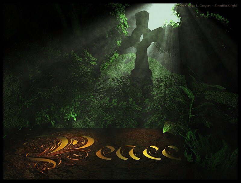 Celtic Cross in Forest — Green