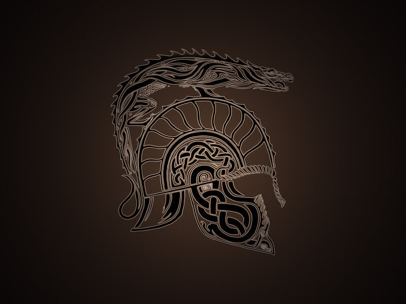 Celtic dragon helmet design