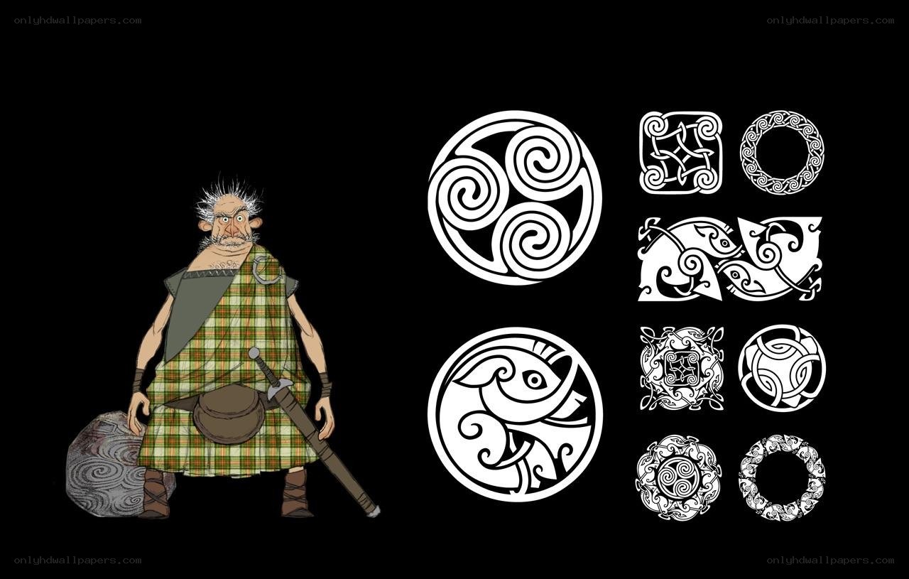 Celtic warrior and symbols