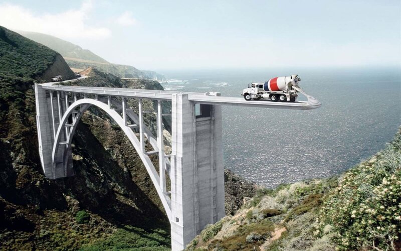 Cement Truck on Bridge — Gray, Dramatic, Afternoon, Digital Art