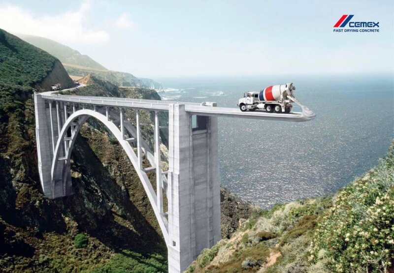 Cement Truck on Bridge — Gray