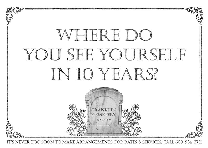 cemetery advertisement with question