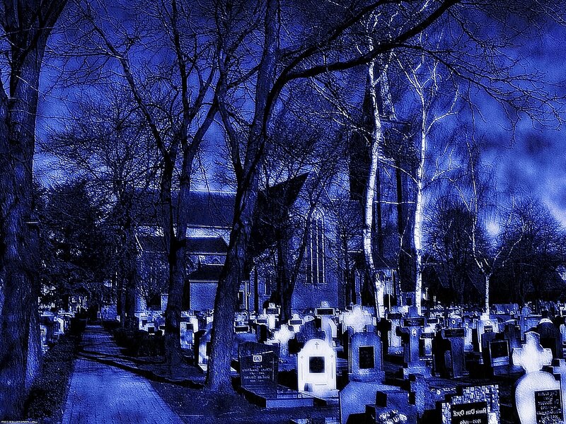 Cemetery at Night — Blue