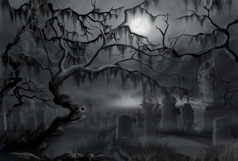 Cemetery at Night — Gray
