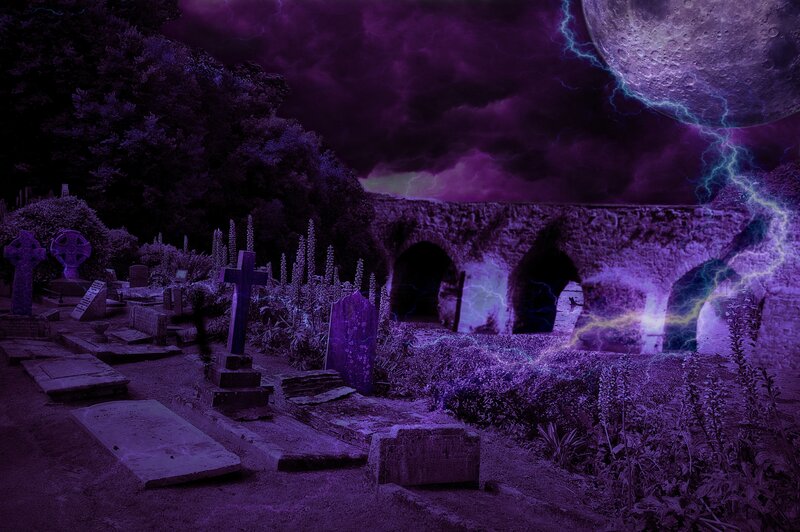 Cemetery at Night — Purple