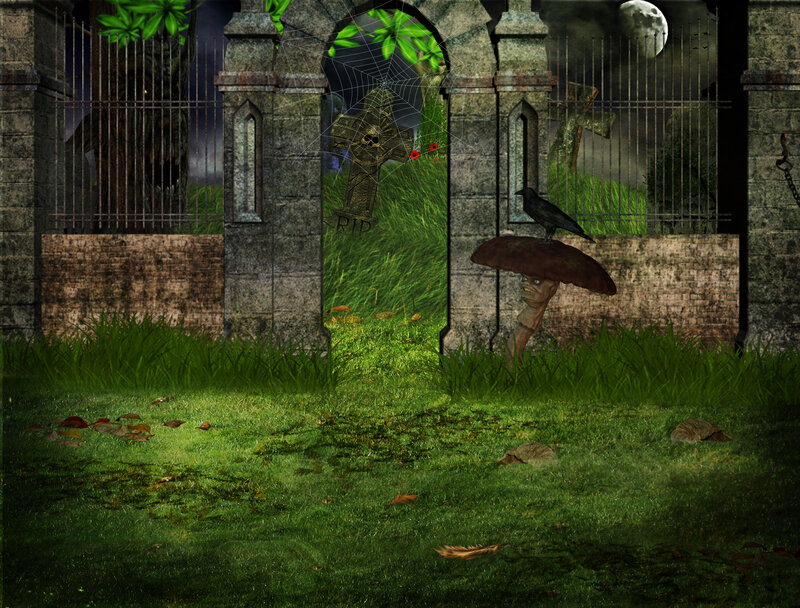 Cemetery Gate at Night