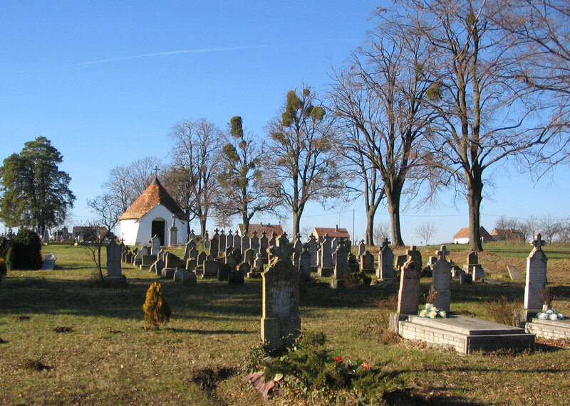 Cemetery with chapel in rural area
