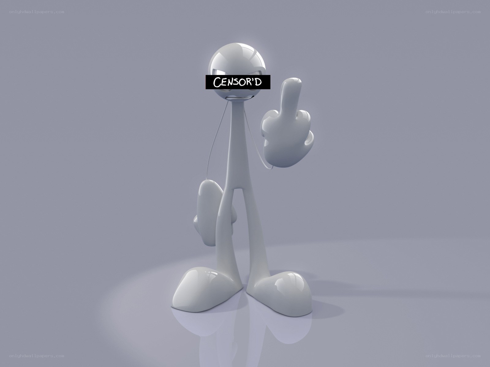 Censored figure with middle finger