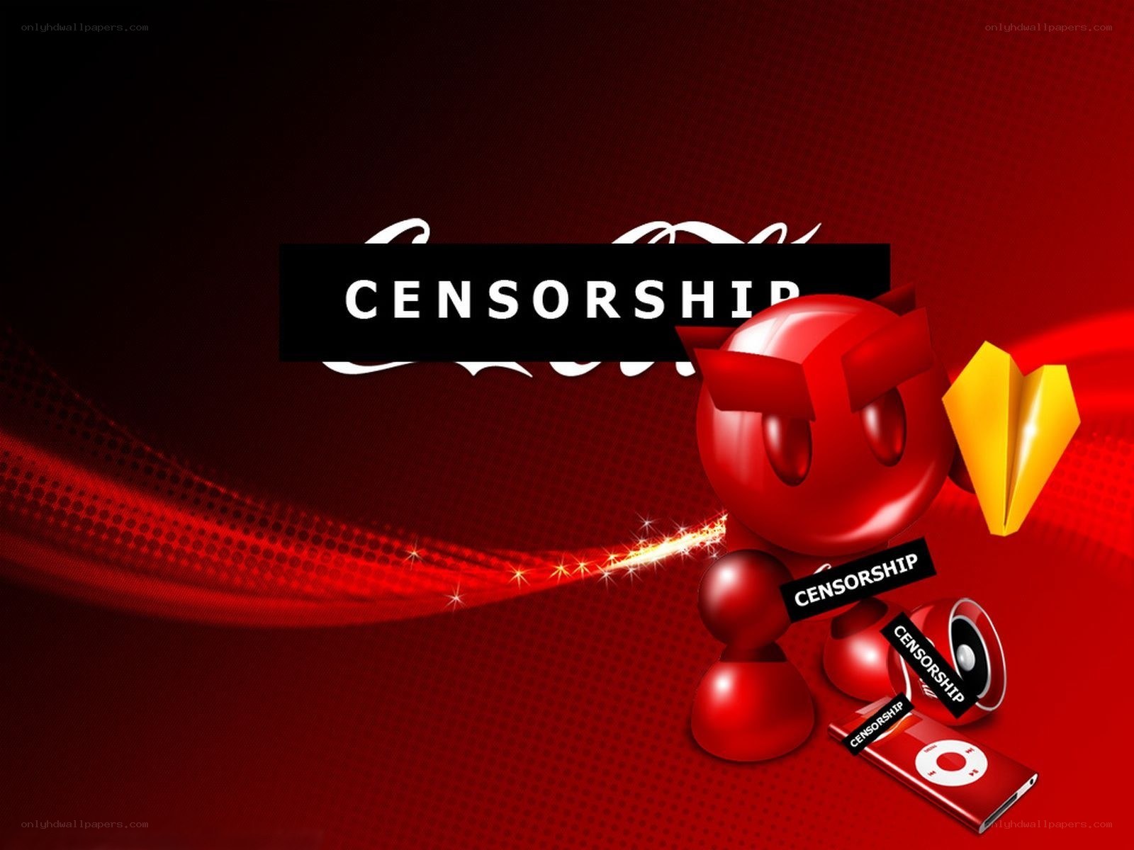 Censorship concept with red character